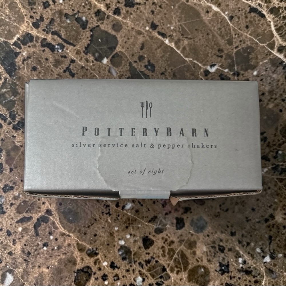 New in Box Pottery Barn Individual Salt & Pepper Shakers Set of 8 Silver Plated - Picture 5 of 11